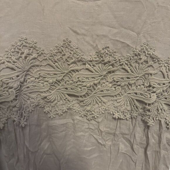 SPENSE Tan Blouse with Lace Design Size Large - Picture 3 of 5